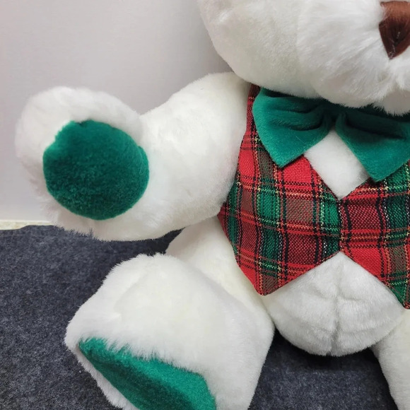 "Vintage T.L. Toys Loveable Holiday Friends Christmas Bear White Plush Male Bear - Picture 9 of 15